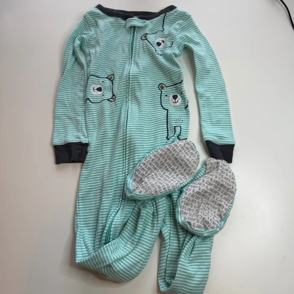 Carter's Mint Striped Bear Footie